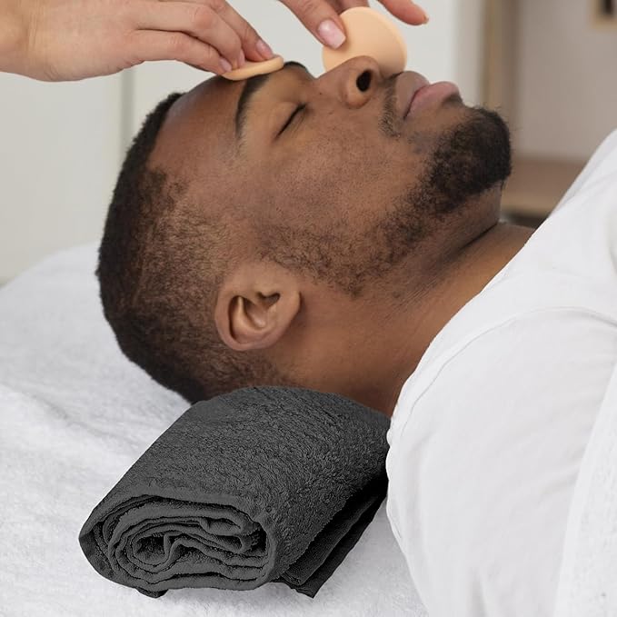 Reed&Pick 24 Pack Dark Grey Hand Towels 100% Cotton Spa Towels – 16x26 inches Highly Absorbable Facial Gym Towel Hair Towels and Face Bulk Small Towel (Not Bleach Proof)