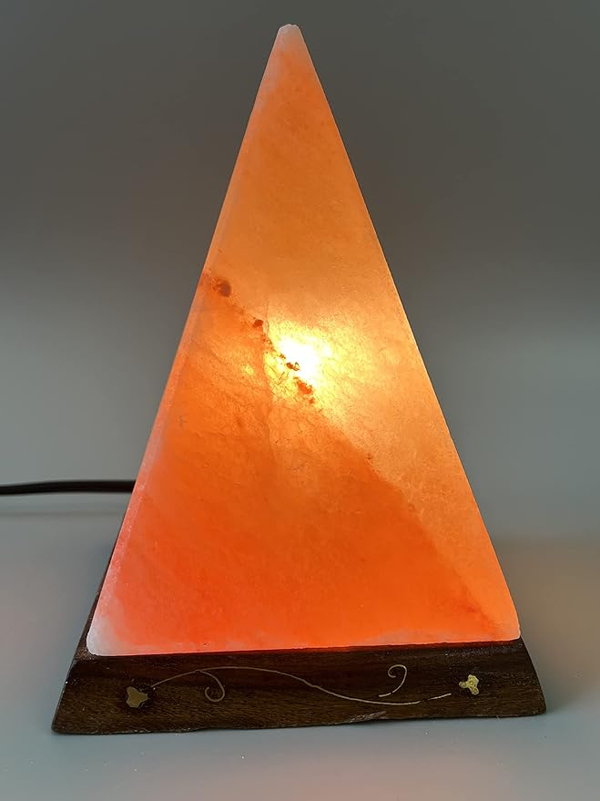 Apex Global Himalayan Pink Salt Lamp Pyramid Individually Hand Crafted, (8 inches, 7 lbs.) Amber Glow, Certified Wire with Dimmer Switch and Extra Bulb Unique Gift Idea