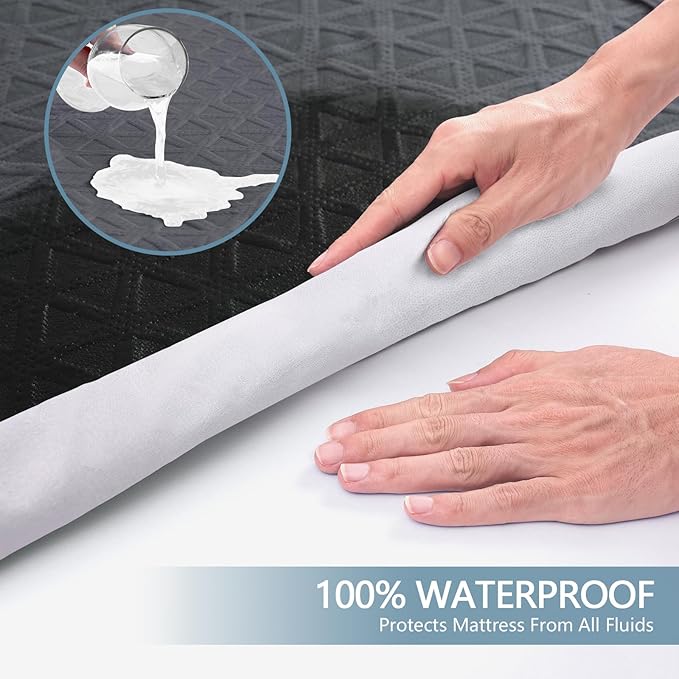 Premium Waterproof Mattress Protector Twin Size, Breathable Bed Cover 3D Air Fabric Cooling Mattress Pad Cover Smooth Soft Noiseless Washable, 8''-21'' Deep Pocket (Gray)