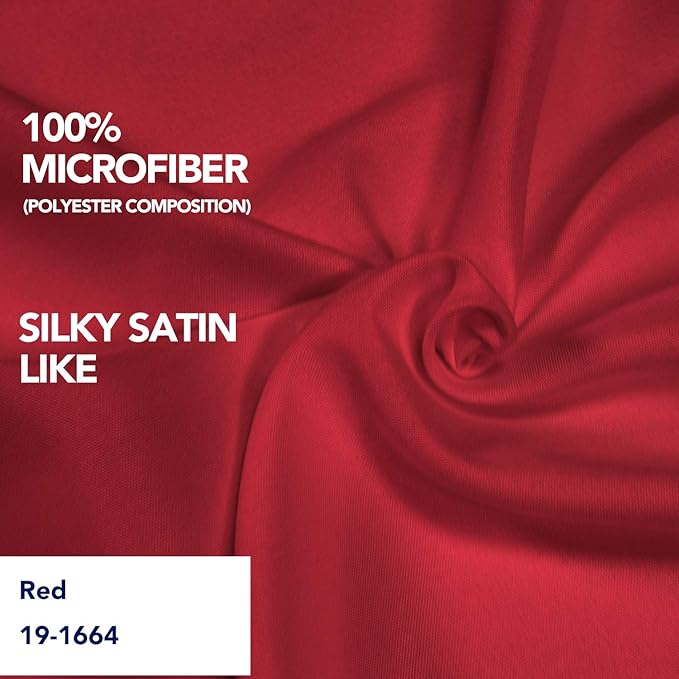 PureFit Wrap Around Ruffled Bed Skirt with Adjustable Elastic Belt - 18 Inch Drop Easy to Put On, Wrinkle Free Bedskirt Dust Ruffles, Bed Frame Cover for Twin,Twin XL and Full Size Beds, Red