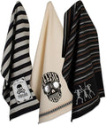 DII Happy Halloween Dishtowel Collection Embellished Cotton Kitchen Hand Towel Set, 18x28, Skeleton, 3 Count