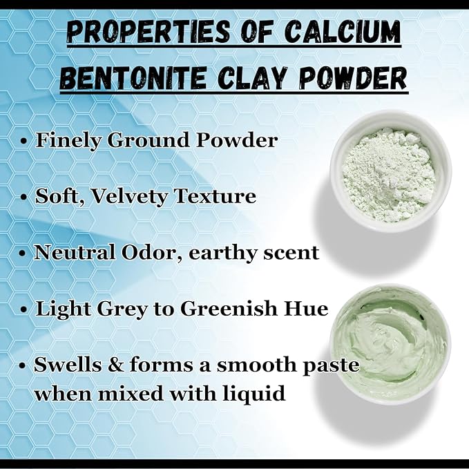Calcium Bentonite Clay Powder 5lb by Essencea Pure Bulk Ingredients | Deep Pore Detox Face & Hair Mask | 100% Natural & Unrefined Indian Healing Clay | DIY Deodorants (80 Ounces) [Packaging May Vary]