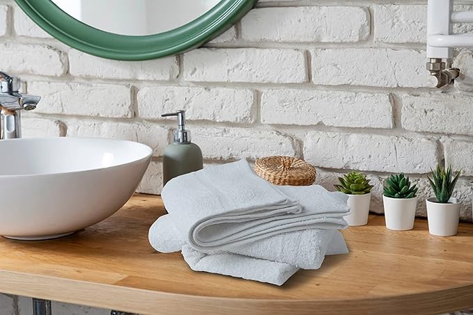 Basic Hand Towels 16x26 Inches – Bulck Pack of 24 – White Color – Soft and Absorbent Multipurpose Cotton Towels for Bathroom, Spa, Gym, Salon, Hotel, and Everyday Use