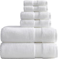 Springtree Home Luxury Bamboo Rayon Bath Towel Set 6 Piece Set | 35% Bamboo Rayon - 65% Zero Twist Cotton | Absorbent Quick-Dry Towels for Bathroom | Oeko-TEX Standard 100 Cotton | White