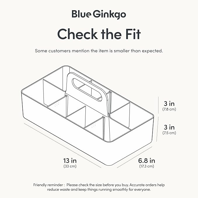 BLUE GINKGO Stackable Organizer Caddy – Korean-Made Portable Tote for Bathroom, Office, Crafts, or School Supplies (Long Rectangle, White)