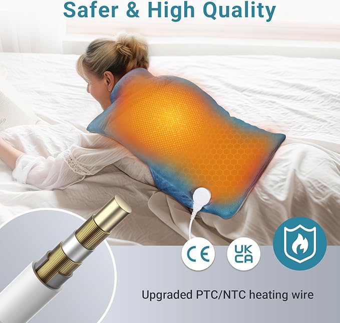 Comfytemp Weighted Heating Pad for Neck Shoulder Back Pain Relief, Birthday Christmas Gifts for Women Men Mom Dad, FSA Eligible Items Only List, Electric Large Heated Wrap for Elderly, 22"x33", Blue