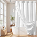 River Dream Long Cotton Blend No Hooks Needed Shower Curtain with Snap in Liner, Water Repellent, Hotel Grade, White, 71"x78"
