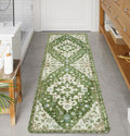 Uphome Boho Retro Large Bathroom Rugs Sage Green Non-Slip Soft Bedroom Runner Rug Oriental Floral Machine Washable Kitchen Rug Cute Farmhouse Floral Carpet for Hallway Laundry Kids Room, 24x59 inch