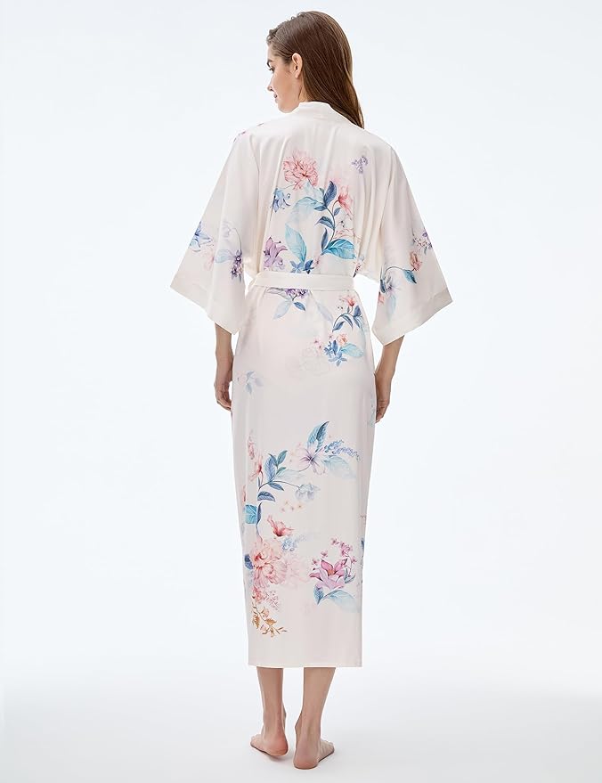 PRODESIGN Kimono Robe for Women - Long Satin Sleepwear Silky Kimono Cover-Up Nightgown Japanese Bathrobe Loungewear Blouse