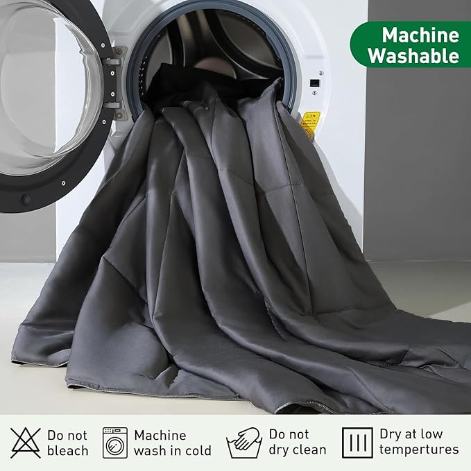 100% Viscose Made from Bamboo Comforter for Hot Sleepers- Breathable Silky Soft Duvet Insert Twin Size-with 8 Corner Tabs- All Season Comforter (88x64 Inches, Grey)