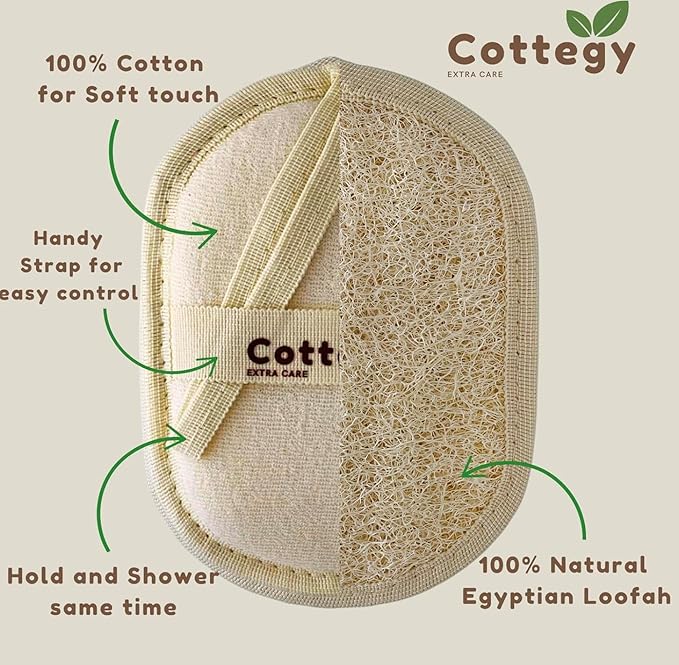 Egyptian Loofah Exfoliating Scrubber - Natural Loofah Exfoliating Body Scrubber - 1 Count (Pack of 1) Eco-Friendly Bath & Shower Sponge for Face & Body, 100% Natural, Men & Women