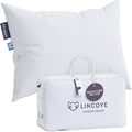 Lincove Signature 100% Canadian White Down Pillow - Luxury Sleeping Pillow for Back, Stomach & Side Sleepers - 800 Fill Power Bed Pillow, 500 Thread Count, Made in Canada, Standard - Firm, 1 Pack