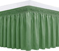 Biscaynebay Wrap Around Bed Skirts for King & Cal King Beds 14" Drop, Sage Adjustable Elastic Dust Ruffles Easy Fit Wrinkle Resistant Silky Luxurious Fabric Machine Washable