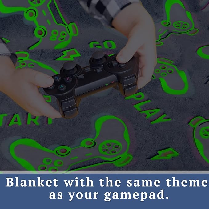 obinsm Teen Boys Gifts Gaming Blanket Gamer Glow in The Dark Blanket Glow in The Dark Blankets for Boys