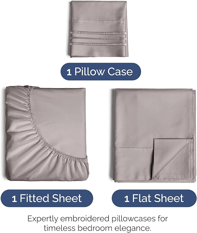 Twin XL Size 3 Piece Sheet Set - Extra Soft, Breathable & Cooling Sheets - Hotel Luxury Bed Sheets for Women & Men - Deep Pockets, Easy-Fit & Wrinkle-Free Sheets - Thistle Purple Oeko-Tex Bed Sheets