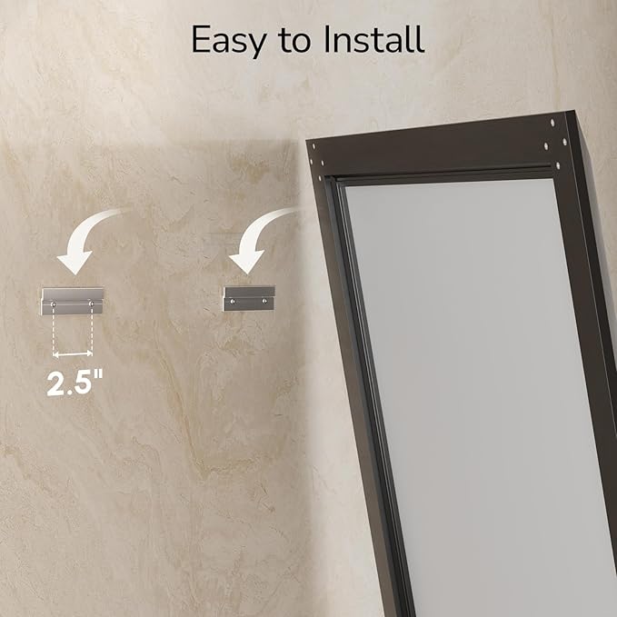 USHOWER Black Bathroom Mirrors for Over Sink, 24x32 Inch Beveled Rectangular Bathroom Vanity Mirror, Brushed Thick Aluminum Framed, Anti-Rust, 4mm Copper-Free Silver Wall Mirror