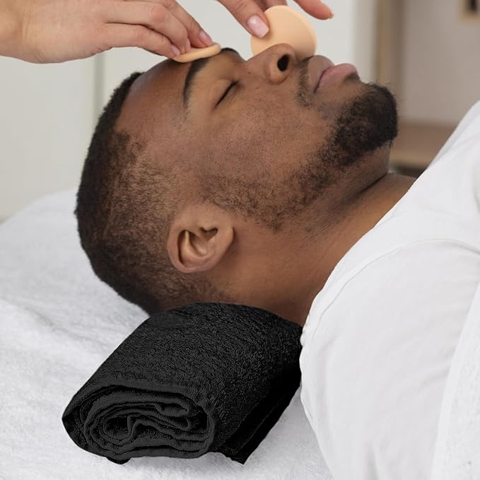 Reed&Pick 24 Pack Black Hand Towels 100% Cotton Spa Towels 16x26 inches Highly Absorbable Facial, Gym, Hair and Face Towels in Bulk