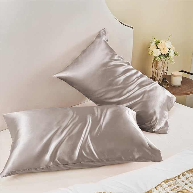 BEDELITE Satin Pillowcase for Hair and Skin, Super Soft and Cooling Similar to Silk Pillow Cases 2 Pack with Envelope Closure, Gift for Women Men(20"x26" Standard Size, Rose Taupe)