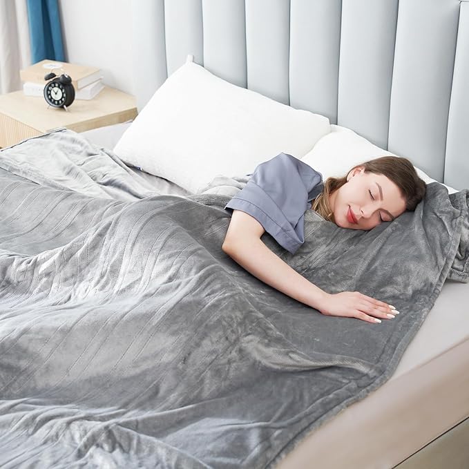 Electric Heated Blanket Throw Size 50" x 60", Super Cozy Soft with 6 Heating Levels & 3 Hours Auto Off, Machine Washable, Home Office Use, Gray