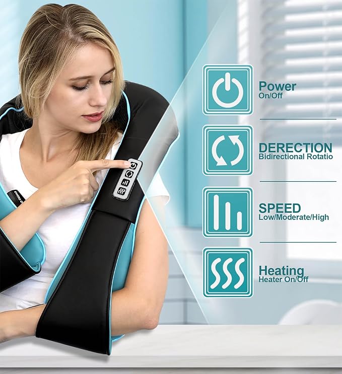 Mo Cuishle Shiatsu Neck and Shoulder Massager with Heat – Deep Kneading Massage for Relaxation – Ideal for Christmas, Mother's Day, Father's Day, Gifts for Men, Women, Mom and Dad