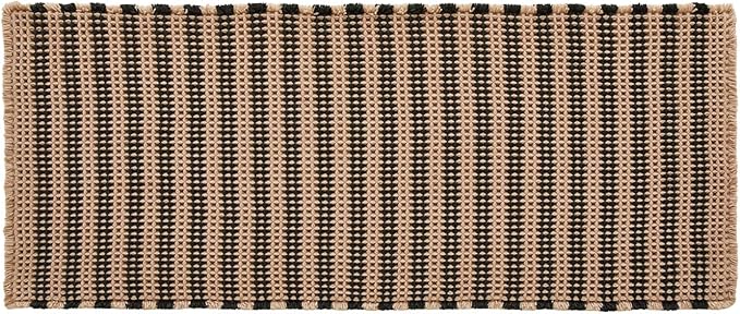 Waffle Runner Rug Bathroom, Long Boho Bathroom Rugs Non Slip Washable Super Absorbent Quick Dry Farmhouse Bath Decor, 72"x24" Black and Khaki