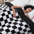 Cottonblue Weighted Blanket for Adults Queen Size 15lbs, Soft Sherpa Flannel Checkered Weighted Blankets, Fluffy Fuzzy Fleece Bed Heavy Blankets for Calming and Relax, Plaid Black, 60" x 80"