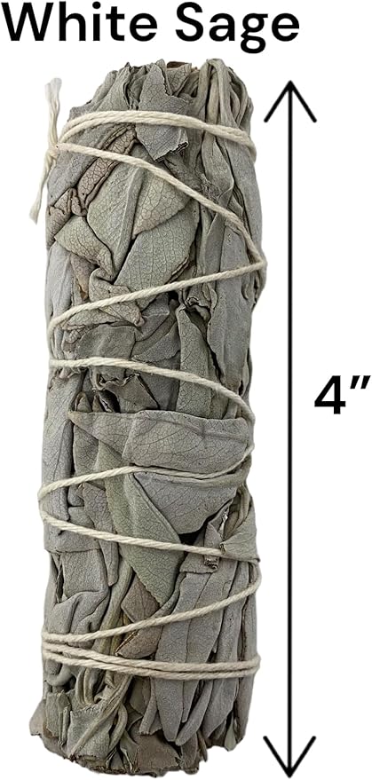 NessaStores 2 California White Sage Smudge Sticks, 4 Inch Hand Tied, All Natural for Home Cleansing, Stress Relief, & Clearing Negative Energy JC-006