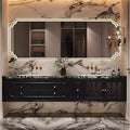 Bathroom Vanity with Sink - Luxurious Bathroom Sink Cabinet, Floating Vanity with Smart Defog Mirror and Solid Wood Multifunctional Cabinet, Complete Accessories (Black, 56")