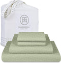 Threadmill 500 Thread Count Full Size 4 Pc Luxury Cotton Sheet Set, Jacquard Floria Sage Green, Silky Smooth Sheets with 16" Elasticized Deep Pocket, 2 Pillowcases & Free Tote Bag