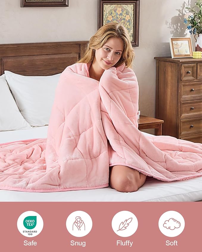 Super Fuzzy Soft Sherpa Fleece Weighted Blanket, 15 lbs Dual Sided Fluffy Heavy Weighted Blankets for Adults - No Bunching with Double Layers of Soft Inner Lining (60"x 80", 15 Pounds)