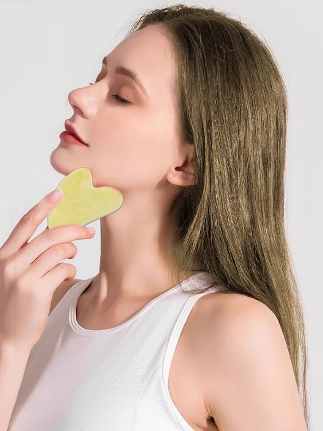 Natural Jade Roller & Gua Sha Set, Self Care Colorful Gift for Face Eye Neck Massager for Women Men, Jade Gua Sha Tool for Face for Skin Care, Improves Skin Tone-Beauty & Skincare (Green)