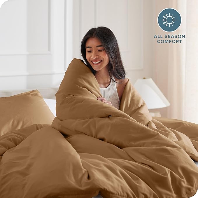 Bare Home Bedding Duvet Cover King Size - Premium 1800 Super Soft Collection - Lightweight, Cooling - Soft Breathable Bedding Duvet Cover (King, Caramel)