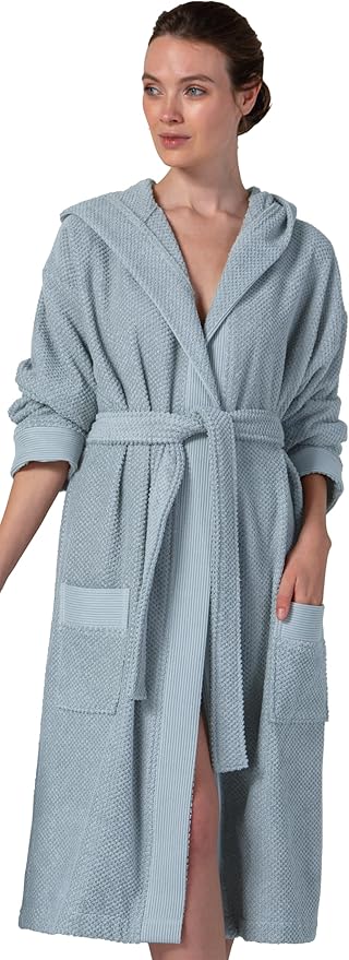 SEYANTE Organic Turkish Cotton Terry Hooded Kimono Bathrobe, Robe for Women