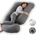 ALLOPERA Pregnancy Pillow, Full Body Maternity Pillow 57 inch, with Removable Washable Cover - Support for Legs, Back, Neck, Shoulder, HIPS, Belly for Pregnent Women, Jersey Knit Cotton (Dark Grey)