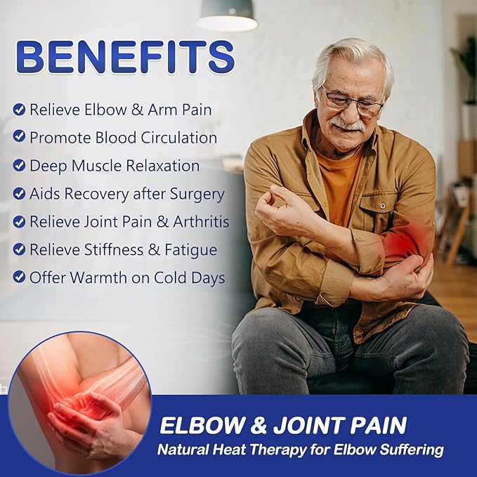 JOBYNA Elbow Heating Pad, Adjustable Tennis Elbow Pad for Men Women, 86℉-158℉ & Auto Shut Off, Arm Heat Therapy for Golfer's Elbow, Bursitis, Sprains, Strains, Tendonitis, and Arthritis