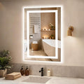 MISSDAY LED Bathroom Mirror,24x36 Inch Gradient Front and Backlit LED Mirror for Bathroom, 3 Colors Dimmable CRI>90 Double Lights, IP54 Enhanced Anti-Fog, Hanging Plates Vanity Mirror with Lights