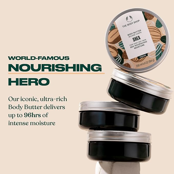 The Body Shop Body Butter Trio - 3 Piece Set, Shea, Almond Milk, British Rose Body Butter, Travel Sizes, Vegan
