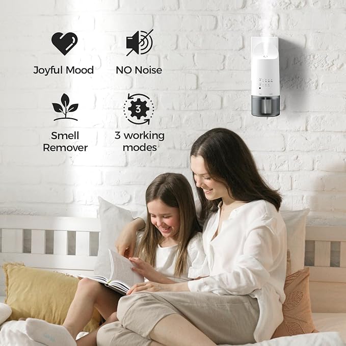 Plug-in Waterless Essential Oil Diffuser - 500 Sq.ft Coverage,Range Nano Mist Technology -160ML, Auto Day/Night Modes,Plug in Diffuser for Large Room, Spa, Office, Kid/Pet Safe - White