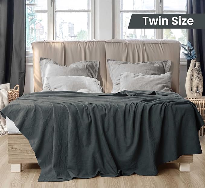 Utopia Bedding Smoke Gray 100% Cotton Blanket [Twin Size - 90x72 Inch] 350GSM Lightweight, Soft and Breathable Thermal Blanket for All Seasons (Pack of 10)