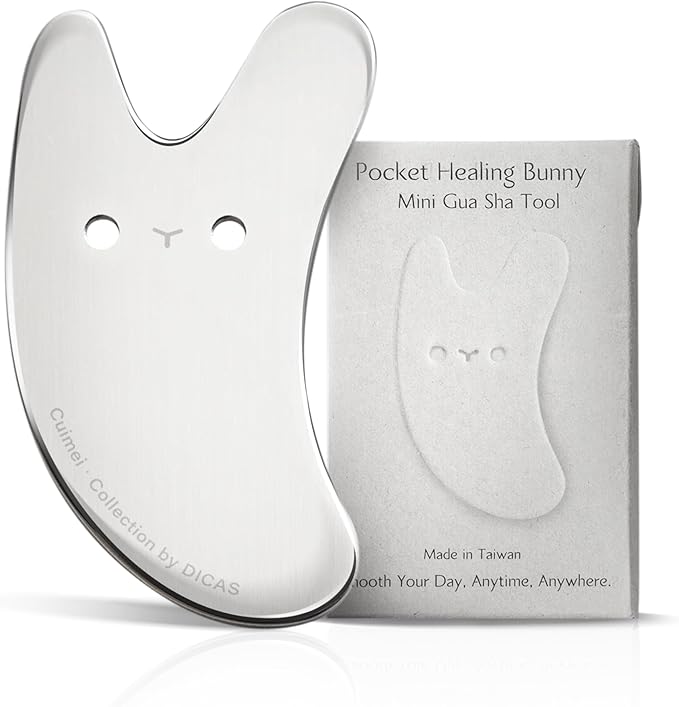 Pocket Healing Bunny Gua Sha – Mini Stainless Steel Tool for Beauty, Face & Body Puffiness, Tension Relief & Skincare Absorption Portable Self-Care Gift for Women
