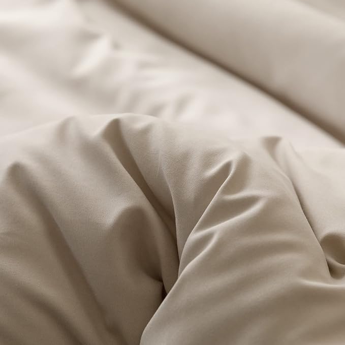 ROSGONIA King Size Comforter Set Oatmeal, 3pcs (1 Boho Comforter & 2 Pillowcases), All Season Bedding Soft Lightweight Bedspread Blanket Quilt