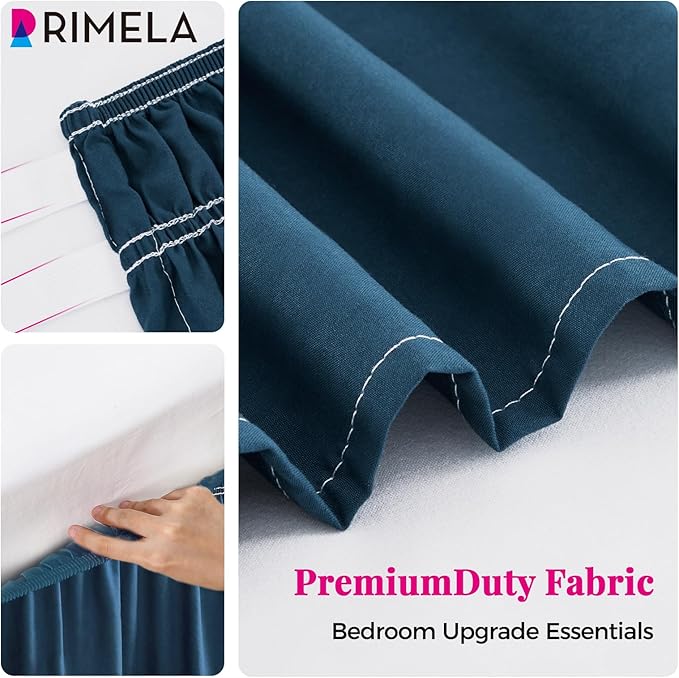 RIMELA Dark Teal Bed Skirt Queen Size 18 Inch Drop, Wrap Around Elastic Bedskirt, Dust Ruffle for Adjustable Bed Base Machine Washable Easy to Install Bed Skirts