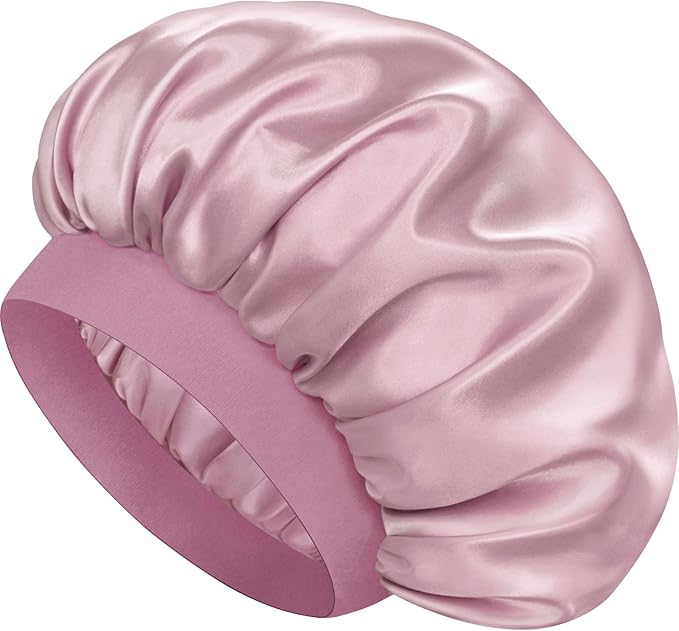 Satin Silk Bonnet for Sleeping, Double Layer Silk Sleep Cap for Men & Women, Soft Satin Lined Bonnet for Curly Hair