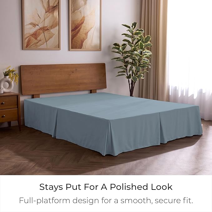 Mellanni Bed Skirt Twin Size - Bed Skirting - 15-Inch Tailored Drop Pleated Dust Ruffle - Hotel Luxury Bedding - Wrinkle, Fade, Stain Resistant - 1 Bedskirt (Twin, Blue Hydrangea)