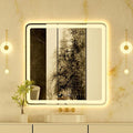LED Bathroom Mirror 36"x 36" with Front and Backlight, Stepless Dimmable Wall Mirrors with Anti-Fog, 3 Colors, Smart Bathroom Vanity Mirror