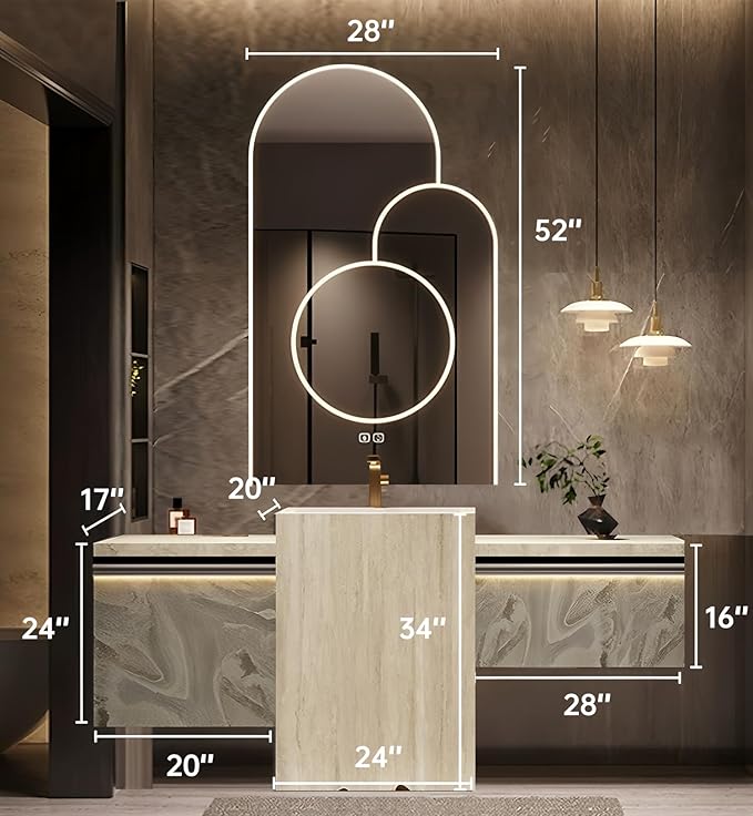 Single Sink Freestanding Bath Vanity, Modern Bath Vanity with LED Smart Mirror, 72IN Solid Wood Floating Bathroom Sink Cabinet with Marble Slate Top and Large Storage Drawer