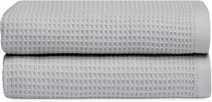 Cozy Earth Waffle Hand Towels - 60% Cotton 40% Viscose from Bamboo Hand Towels 20 x 30 Inches - Soft & Absorbent Terry, Reversible Mini Textured Waffle & Weave Pattern - 2 Pack