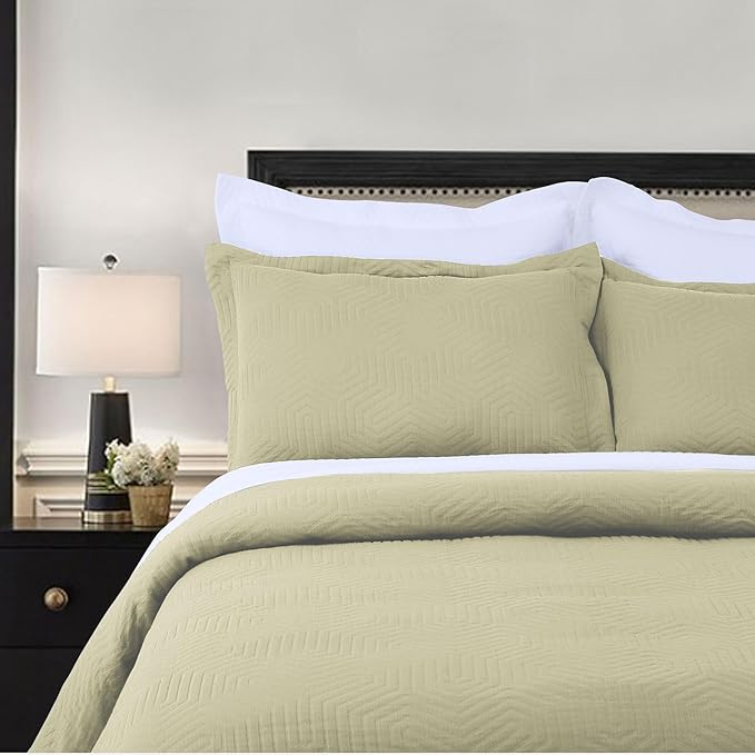 Threadmill Luxury Cotton Blankets for Twin Size Bed | All-Season 100% Cotton Twin Blanket for Bed | Aster Jacquard Lightweight, Soft & Cozy Coverlet, 350GSM, 68x90 inches | Sage Green