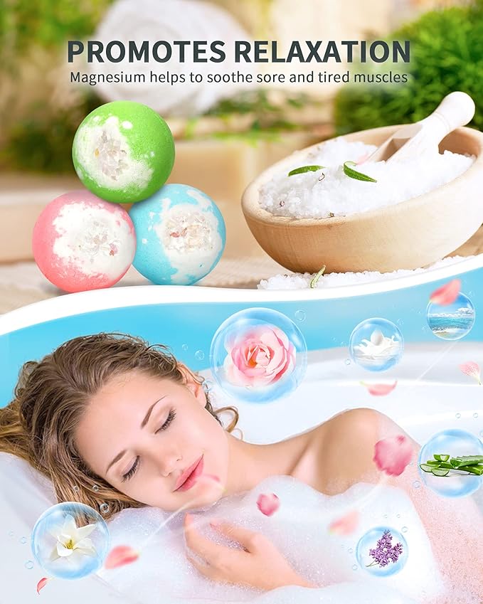 Light Up Bath Bombs with Surprise Inside, 4.23 oz XL Natural Gift Set 6 with Essential Oils, Magnesium Large Bath Bombs for Women Relaxing Spa Skin Moisturize Gifts for Women