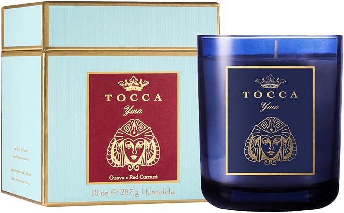 TOCCA Yma 10oz Candle - Guava & Red Currant Scented, Hand Poured Soy-Wax Blend with 100% Cotton Wick, 60 Hour Burn Time